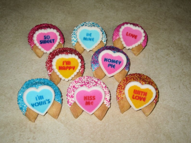 Love 24 VALENTINE CONVERSATION HEART Fortune Cookies Thank You Birthday Valentine/'s Anniversary Mother/'s Day Missing You