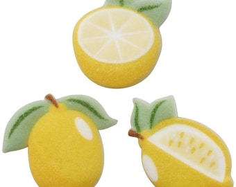 36 Lemon Sugar Decorations, Cupcake Topper, Cake Topper, Summer, Child Birthday Party, Children Party