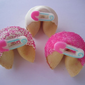 12 BABY GIRL PINK Pin Fortune Cookies, Baby Shower, Baptism, Gender Reveal, Pregnancy Announcement, Baby Girl
