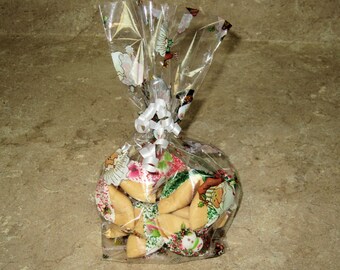 6 CHRISTMAS White Choc. Fortune Cookies in Santa Gift Bag, Holiday, Holly, Poinsettia, Snowman, Wreath, Snowflake, Corporate,Christmas Party
