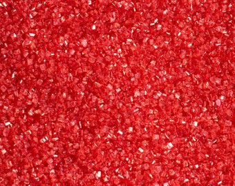 8 Ounce (covers 24 cupcakes) RED Sanding Sugar Sprinkles, Cupcake Toppers, Cake Topper, Candy Supplies