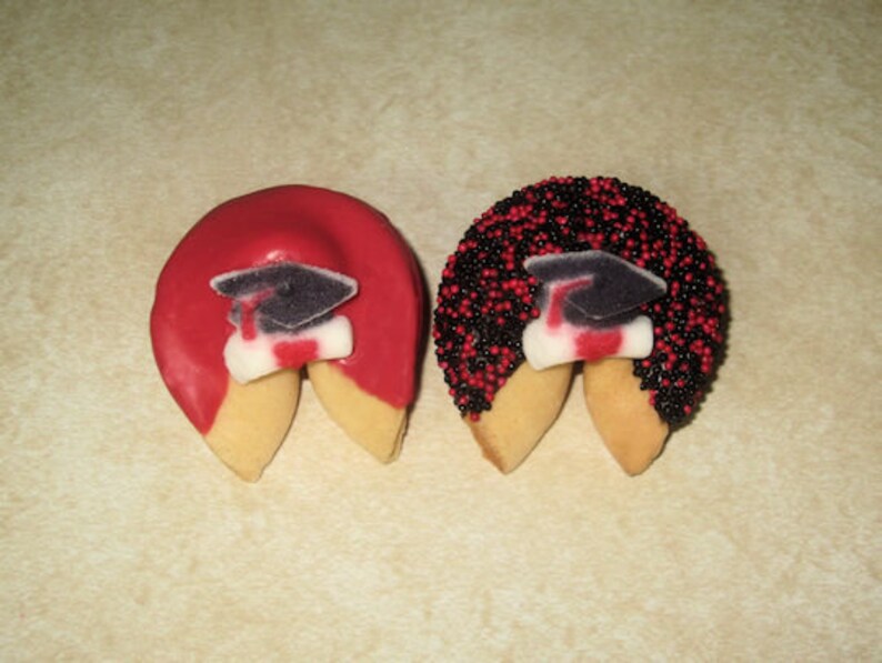 Congratulations Gift Cap and Scroll Achievement 50 GRADUATION Red /& Black Fortune Cookies