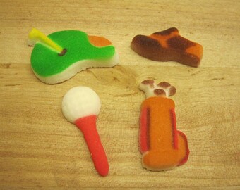 36 Golf (Turf, Shoe, Bag, Tee) Sugar Decorations, Cupcake Toppers, Cake Topper, Birthday Party, Golf Party, Golf Tee, Golf Bag, Cake Pops