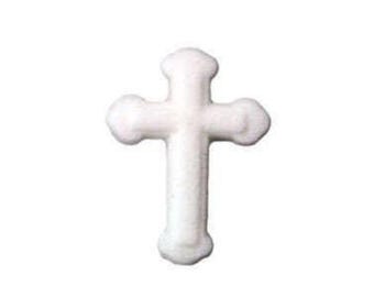 36 White Cross Sugar Decorations, Cupcake Toppers, Cake Topper, Baptism, Confirmation, Communion, Easter, Church Potluck, Jesus, Sympathy