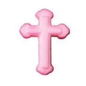 6 Pink Cross Sugar Decorations, Cupcake Toppers, Cake Topper, Baptism, Confirmation, Communion, Easter, Church Potluck, Jesus, Sympathy