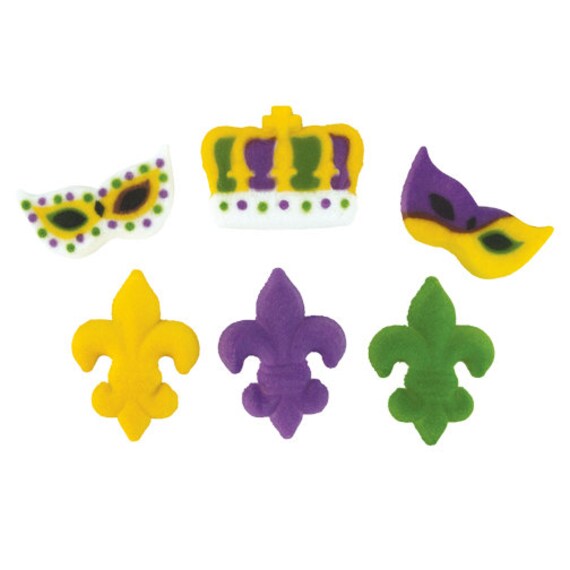 Qpout 24 Pezzi Mardi Gras Topper per Cupcake corone Maschere mascherate Cappelli per la Festa di Compleanno in Maschera di Carnevale di New Orleans Decorazione Torta Fai da Te 