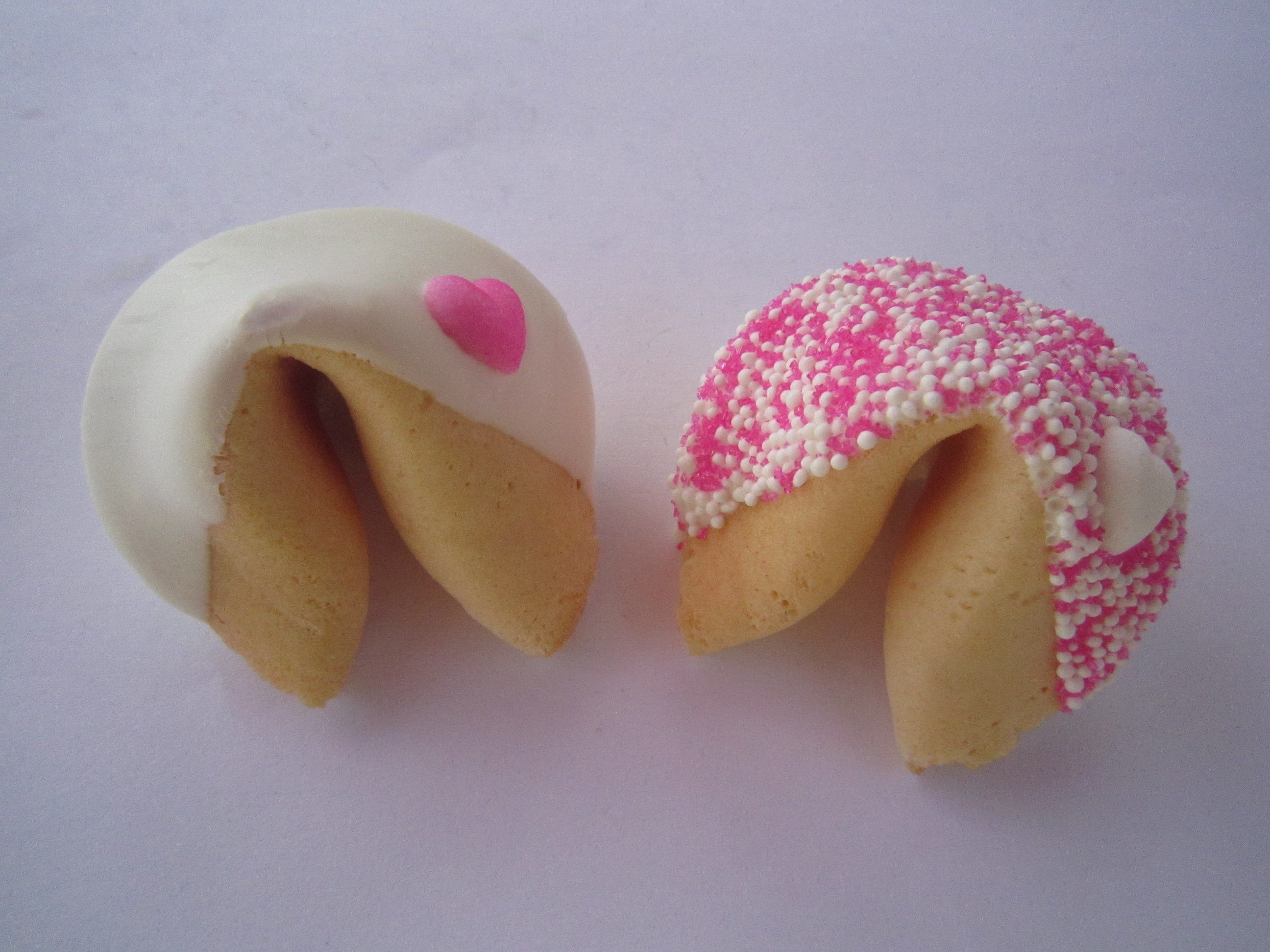 White Chocolate Dipped Pink Heart Cookies