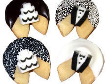24 BLACK & WHITE WEDDING Tux and Cake Fortune Cookies, Bridal Shower Favors, Wedding Party Favors, Wedding Gift, Bridal Gift