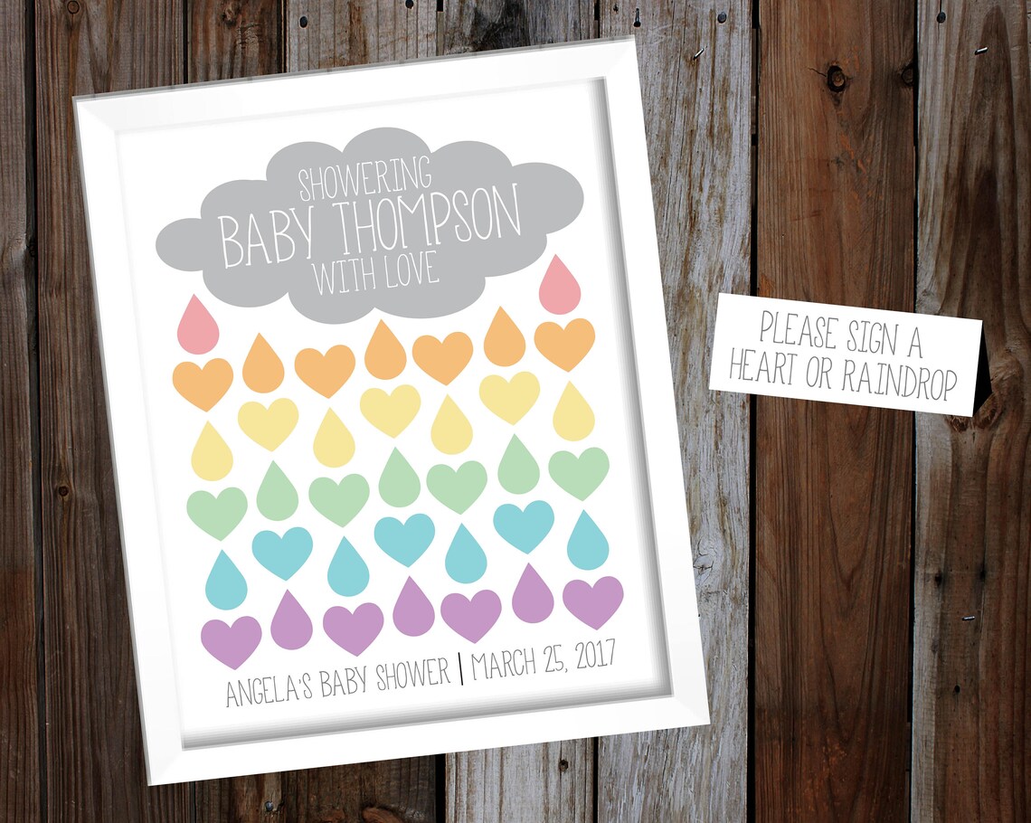 DIY Printable Rainbow Baby Shower Guest Sign In Poster Guest Etsy