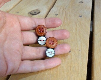 Handmade Button Statement Earrings Camel And White Handmade Button Statement Earrings Camel And White