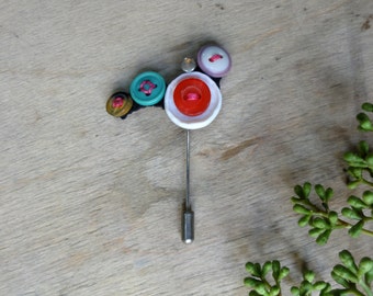 Handmade Button Statement Brooch / Pin