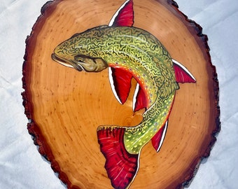 Brook Trout Wood Resin Painting