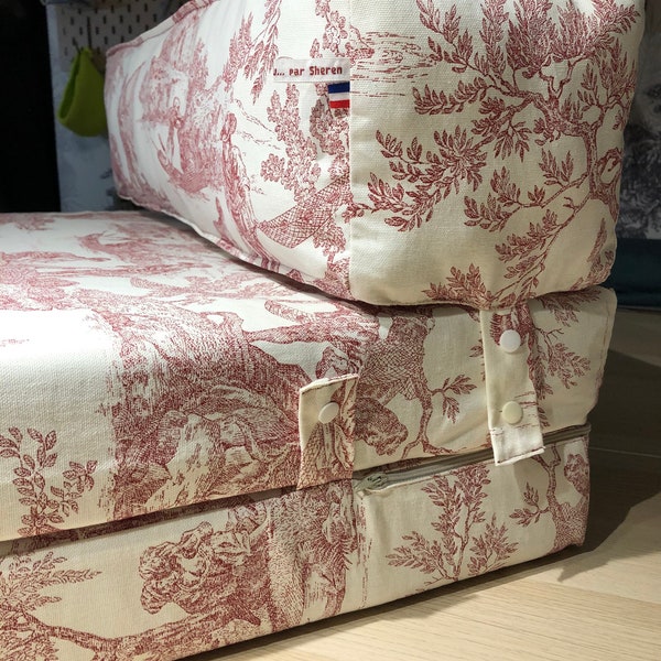 lit d'appoint, canapé, chauffeuse pour enfant toile de jouy / SUR COMMANDE