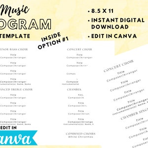Music Program Template, Concert Recital, Editable in Canva (digital ...