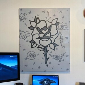 Tattoo Style Rose and Flash Sheet Painting