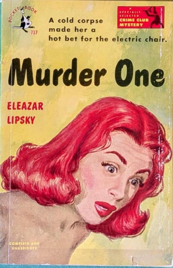 Murder One by Eleazar Lipsky, Vintage Paperback