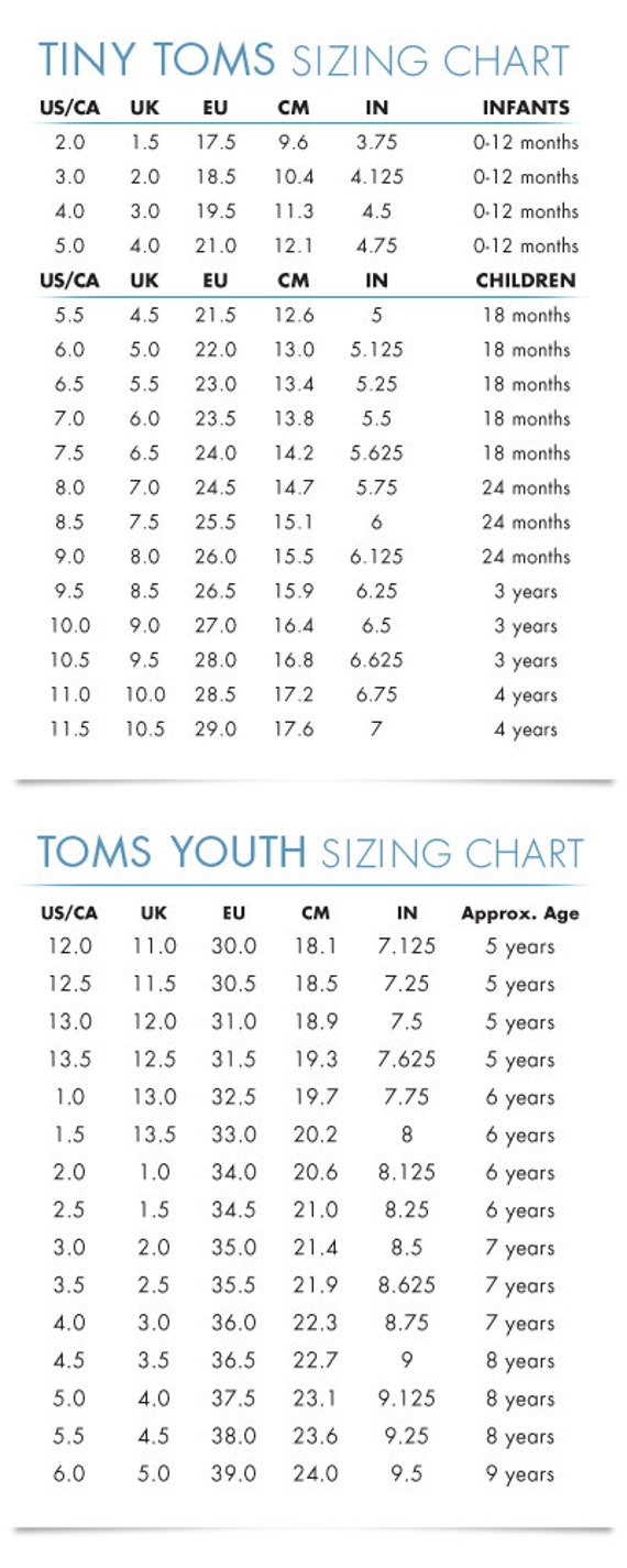 Toms Kids Size Chart