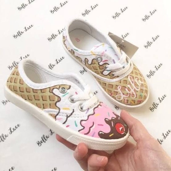 Basic Canvas Birthday Ice Cream Kids Shoes