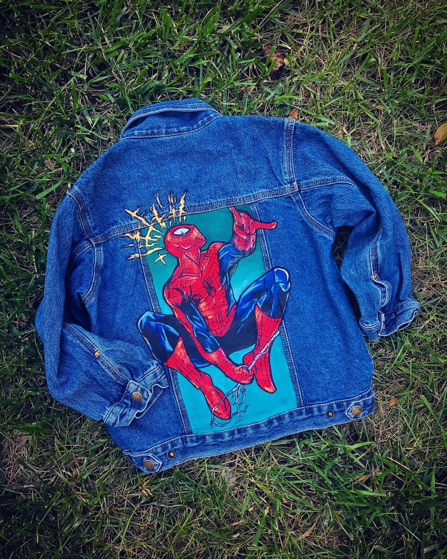 spider man denim jacket