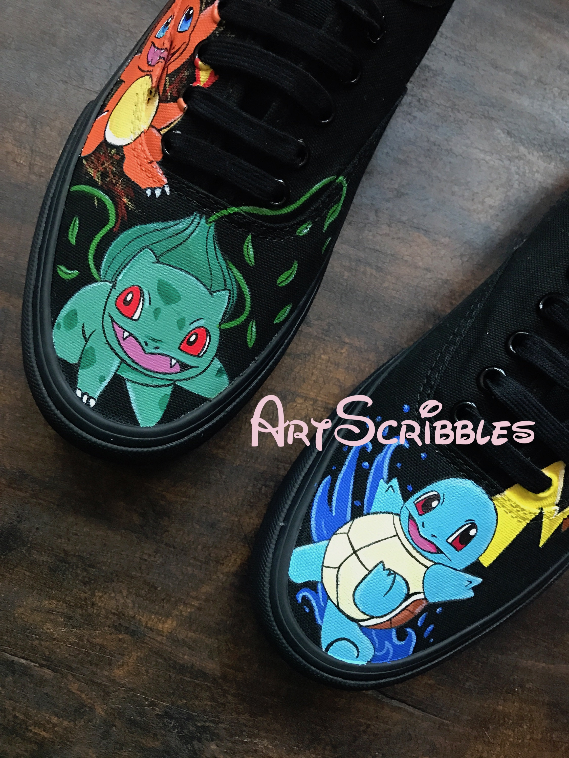 Dragende cirkel charme huid Custom Pokemon Lace up Vans - Etsy