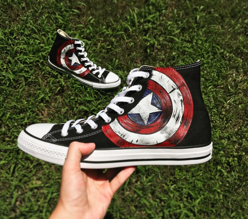 Custom Adult Converse Captain America Shields Custom Adult Converse Captain America Shields