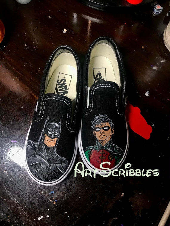 Batman/robin Kids Vans - Etsy Batman/robin Kids Vans - Etsy