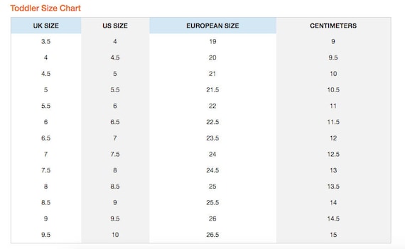 size chart vans kids