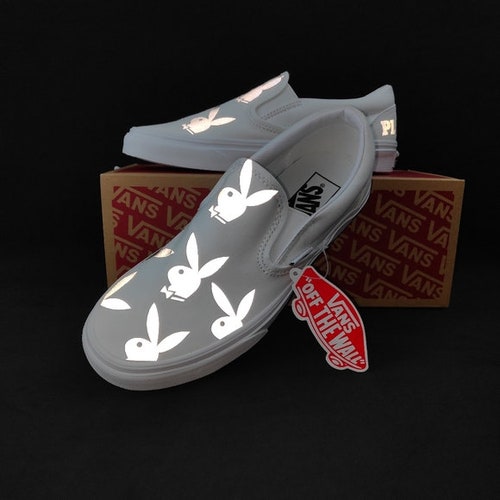 Vans Reflective Playboy Bad Bunny slip-on VANS Reflective Playboy Bad Bunny White Checkerboard Slip On  main image 4