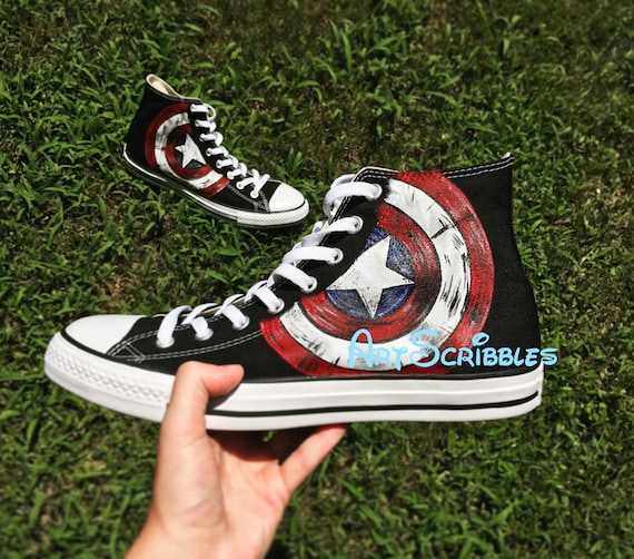 Gezamenlijke selectie Religieus Chaise longue Custom Adult Converse-captain America Shields - Etsy