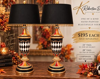 Reserved for Donna * Whimsical Hand Painted Table Lamp 23"