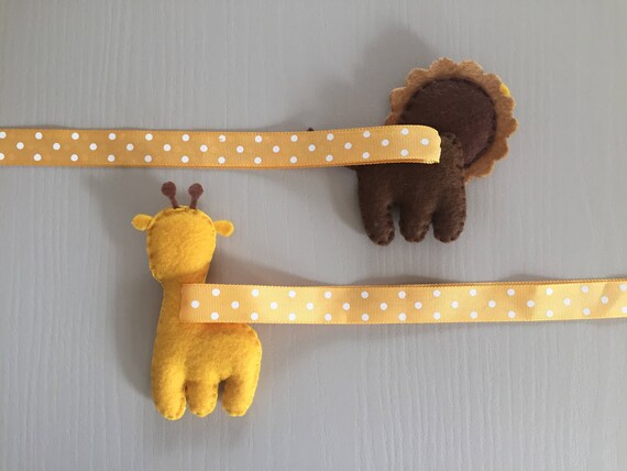Cute Jungle Animals Set Of Two Felt Curtain Tie Backs 100 Etsy