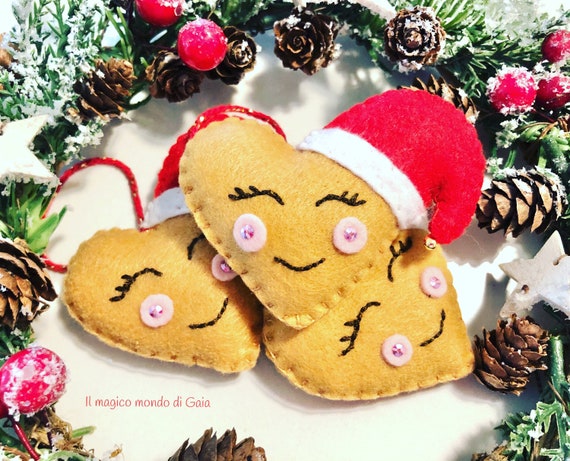 Decorazioni Natalizie Cuori.Decorazioni Natalizie Cuori Babbo Natale Biscottini In Etsy