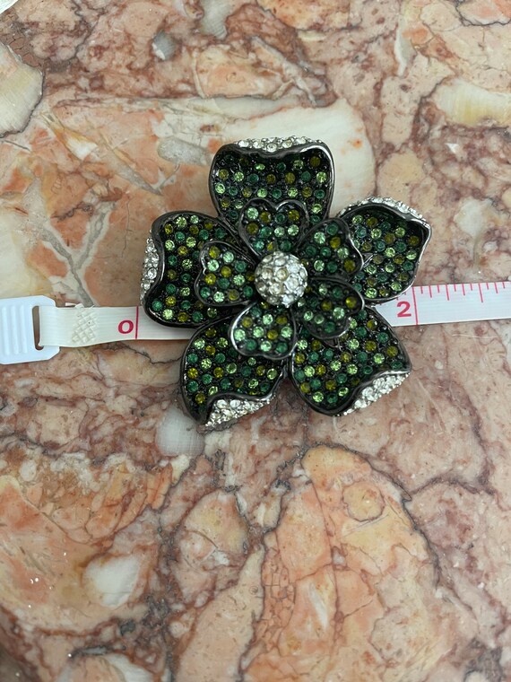 Vintage Kenneth Lane Multi green stone Flower Bro… - image 2