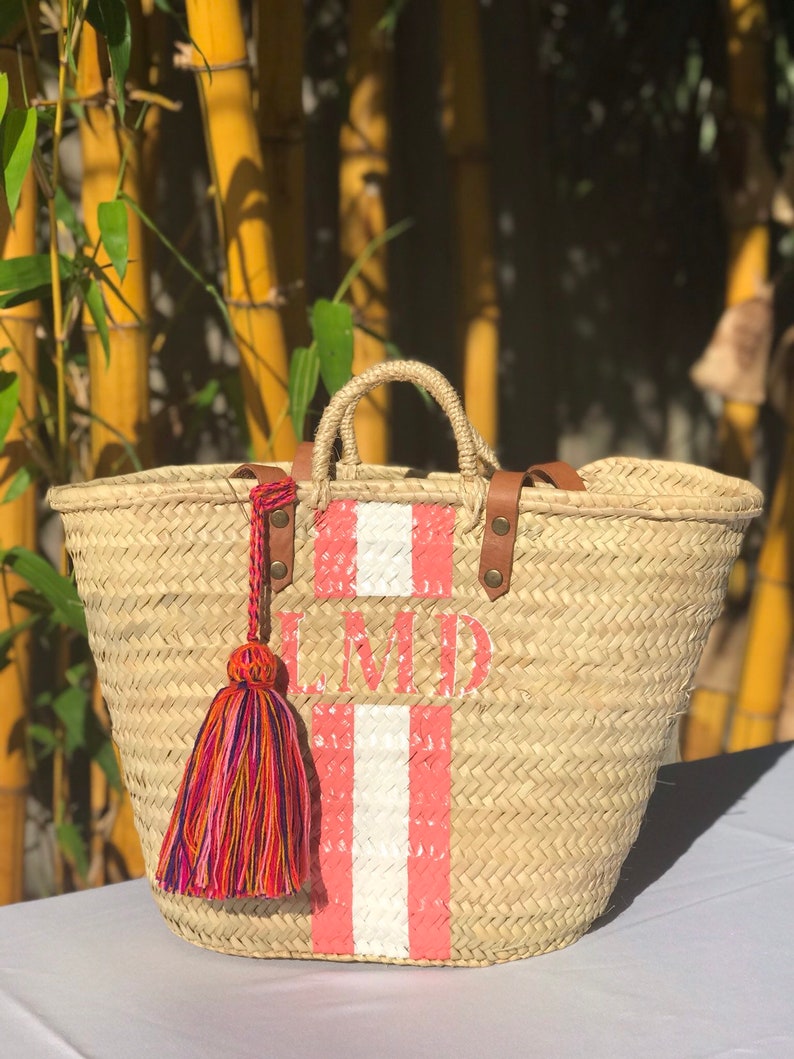 Custom monogrammed bag customize straw bag personalized bag | Etsy