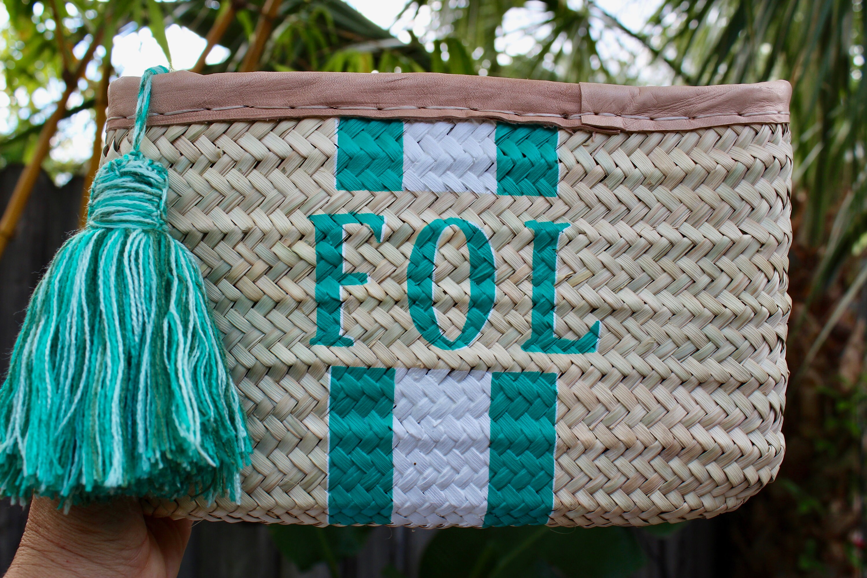 Monogrammed straw clutch personalized clutch customized Etsy