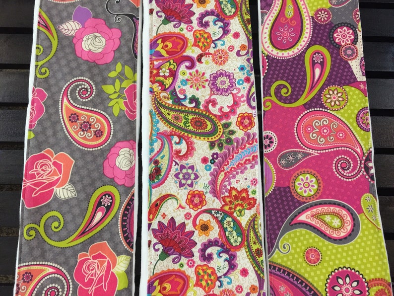 Boho Baby Girl Burp Cloth Set in Paisley and Roses on DSQ Etsy