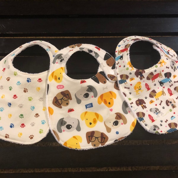 Dogs baby boy bib set