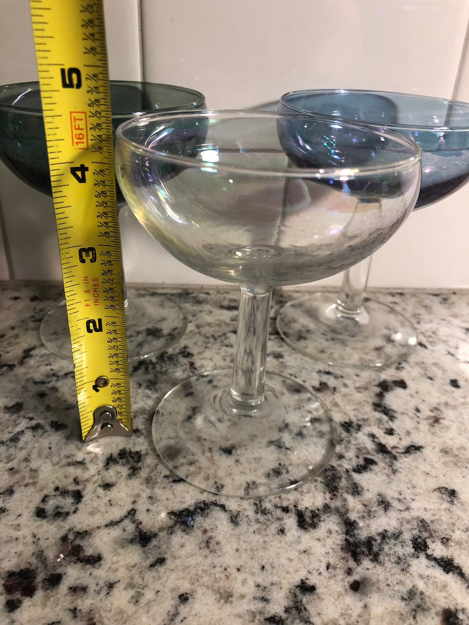 Set of 3 Vintage Iridescent Drinking Glasses France Green Etsy