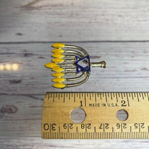 Rhinestone Menorah Hanukkah Brooch Pin Orange 9 Candle Jewelry Goldtone ...