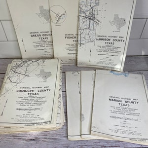 Wählen Sie 1 Vintage-Karte von Texas County aus den 60er- und 70er-Jahren – Texas State Highway Department Planning Survey Division
