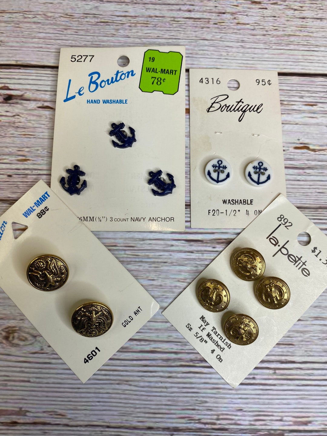 Vintage Anchor Button Lot Brass Eagle Blue White Nautical Sea