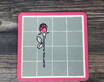 55 Vintage Rose paper coasters ~ cocktail drink ~ gray pink ~ flower floral ~