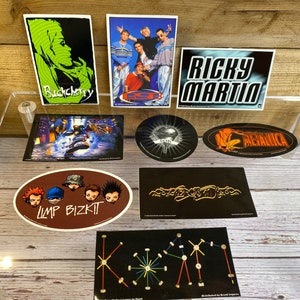 Vintage Band stickers vending machine ~ Buckcherry backstreet Boys Ricky Martin ~ limp Bizkit Metallica Aerosmith ~ P.O.D Korn