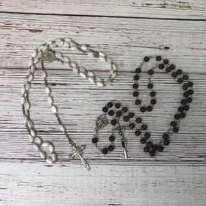 choose 1 vintage 5 decade Rosary ~ catholic italy ~ prayer beads ~ crucifix mother of pearl wooden Vatican