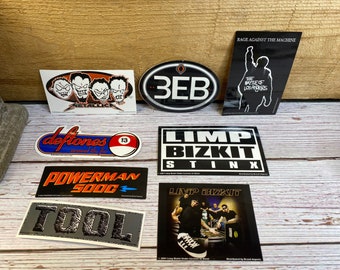 1 vintage band sticker decal ~ Metallica ~ deftones ~ Powerman 5000 ~ tool ~ limp Bizkit ~ third eye blind ~ rage against the machine ~