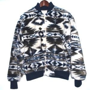 Donny Brook Aztec Print Faux Fur plush Bomber Jacket. Size M