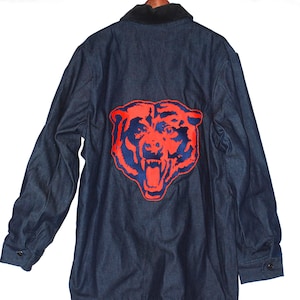 Rare Vintage NFL Chill Chicago Bears Men’s Denim Corduroy collar Jacket. Size L Made in USA.