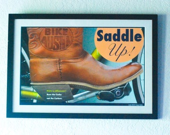 Bike Austin, Saddle Up! Framed Poster.