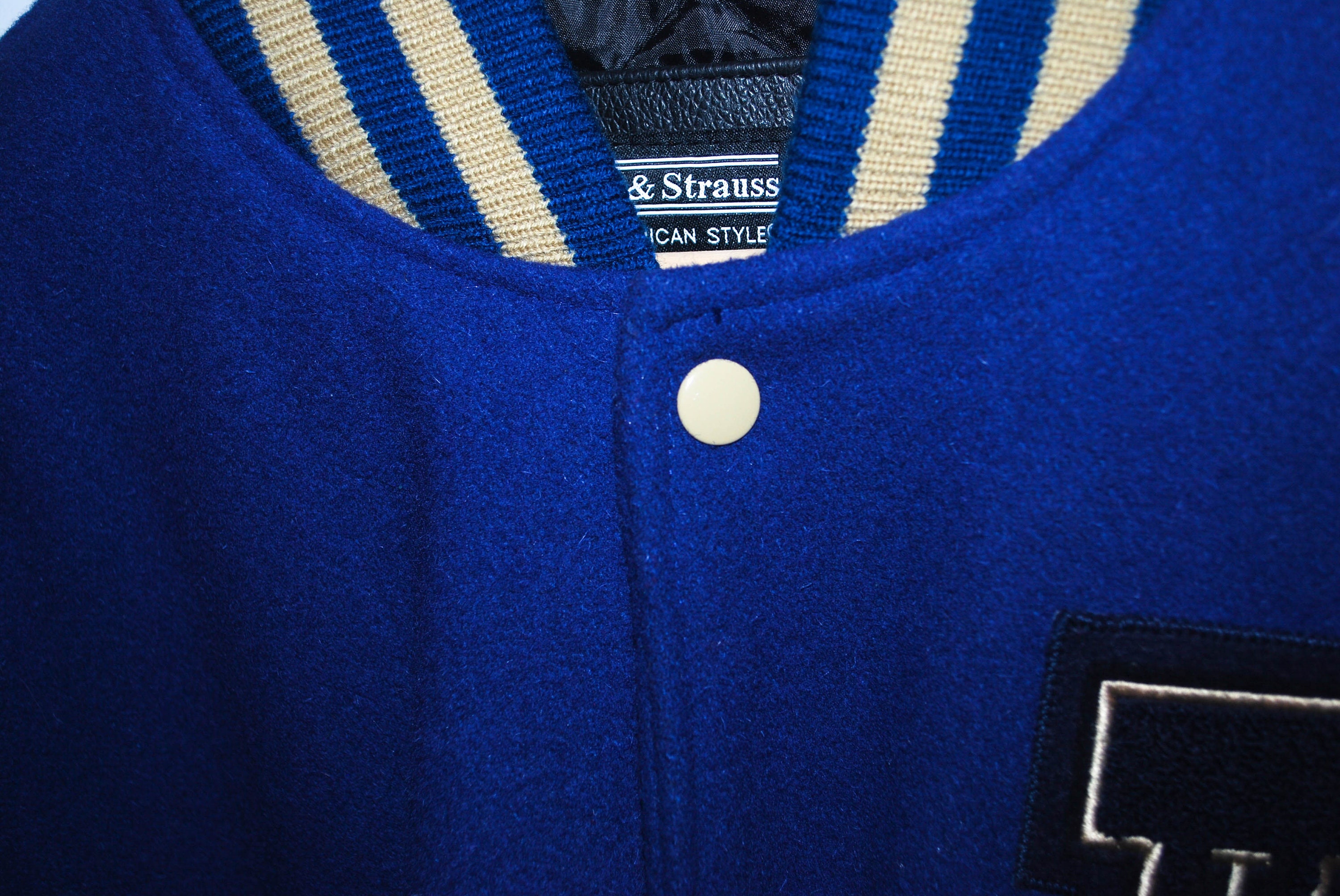 Stewart & Strauss Varsity Letterman Jackets Since 1977 - Navy Blue & White Hoodie