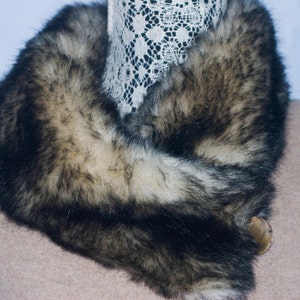 Vintage Taupe Wool Blend Faux Fur Collar Coat. Made in Poland. Size 38. S/M image 1